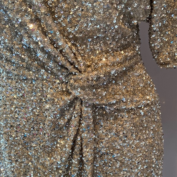Zara Silver Sequin Wrap Mini Dress - Picture 5 of 17
